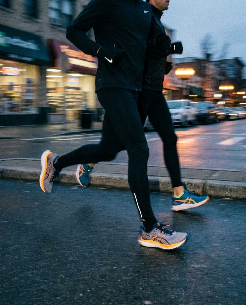 Runners at full speed, motion blur.